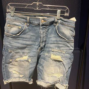 Men's Zara denim shorts - ripped frayed